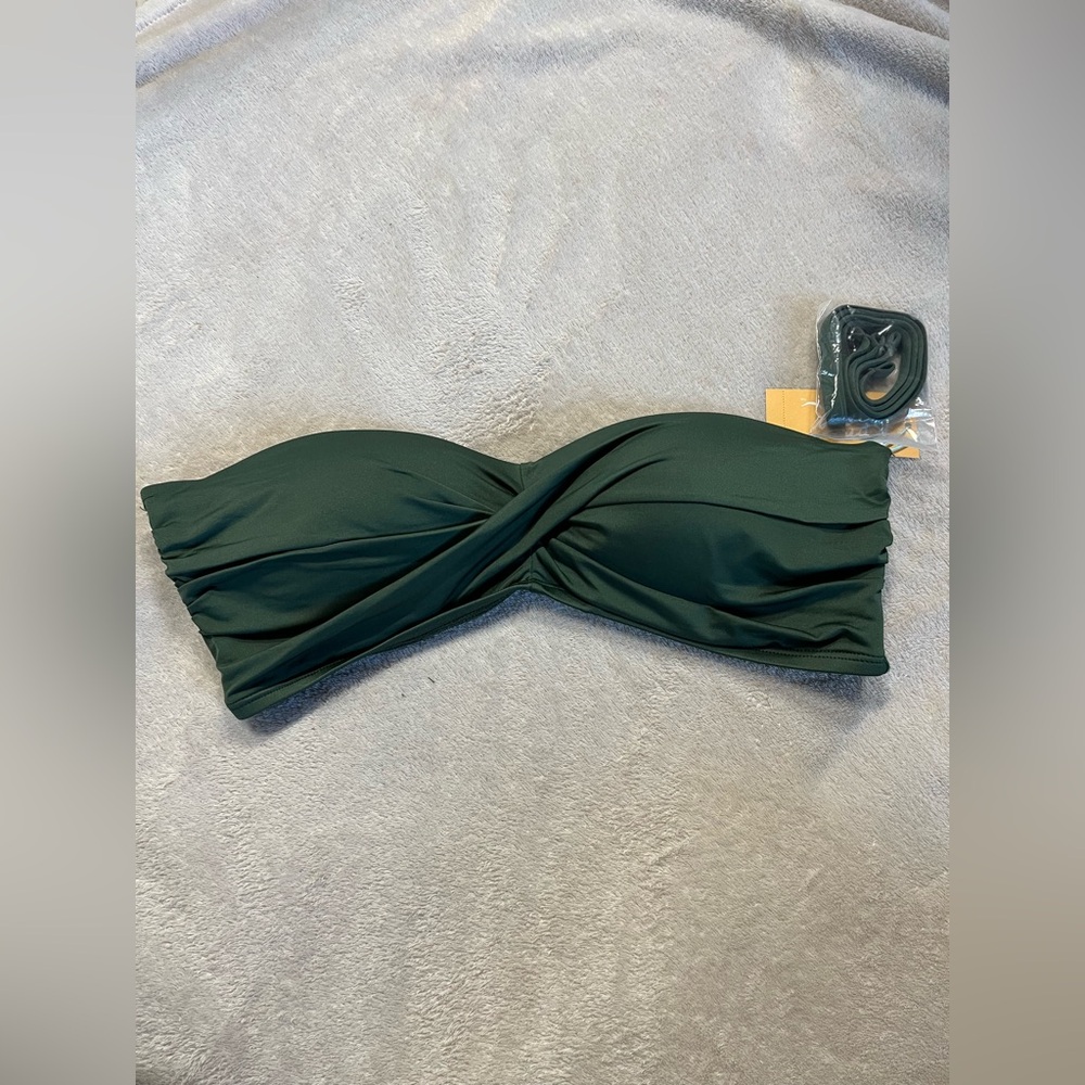 Kona Sol Women’s Dark Green Twist Bandeau Bikini Top Large (12-14) NWT Strapless